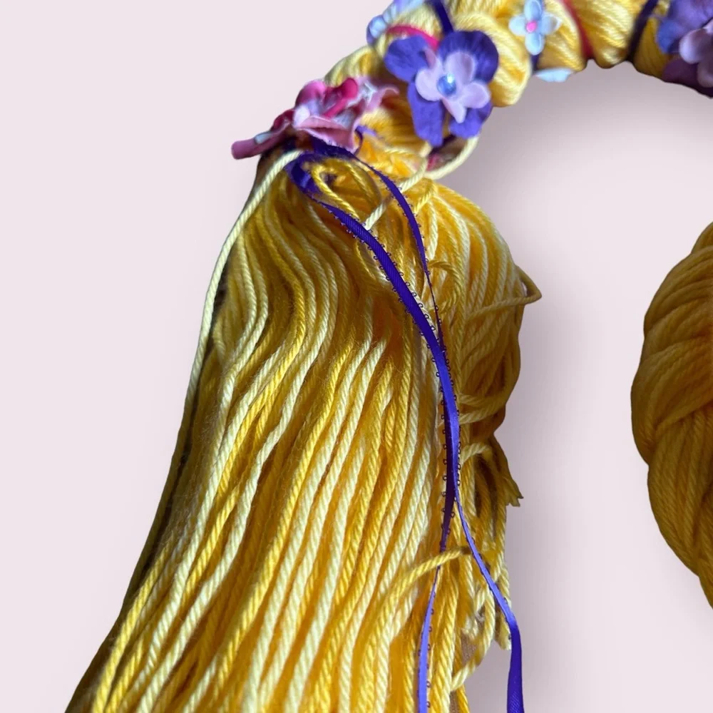 Kids Handmade Rupunzel Crocheted Yarn Wig Dress Up Costume Halloween